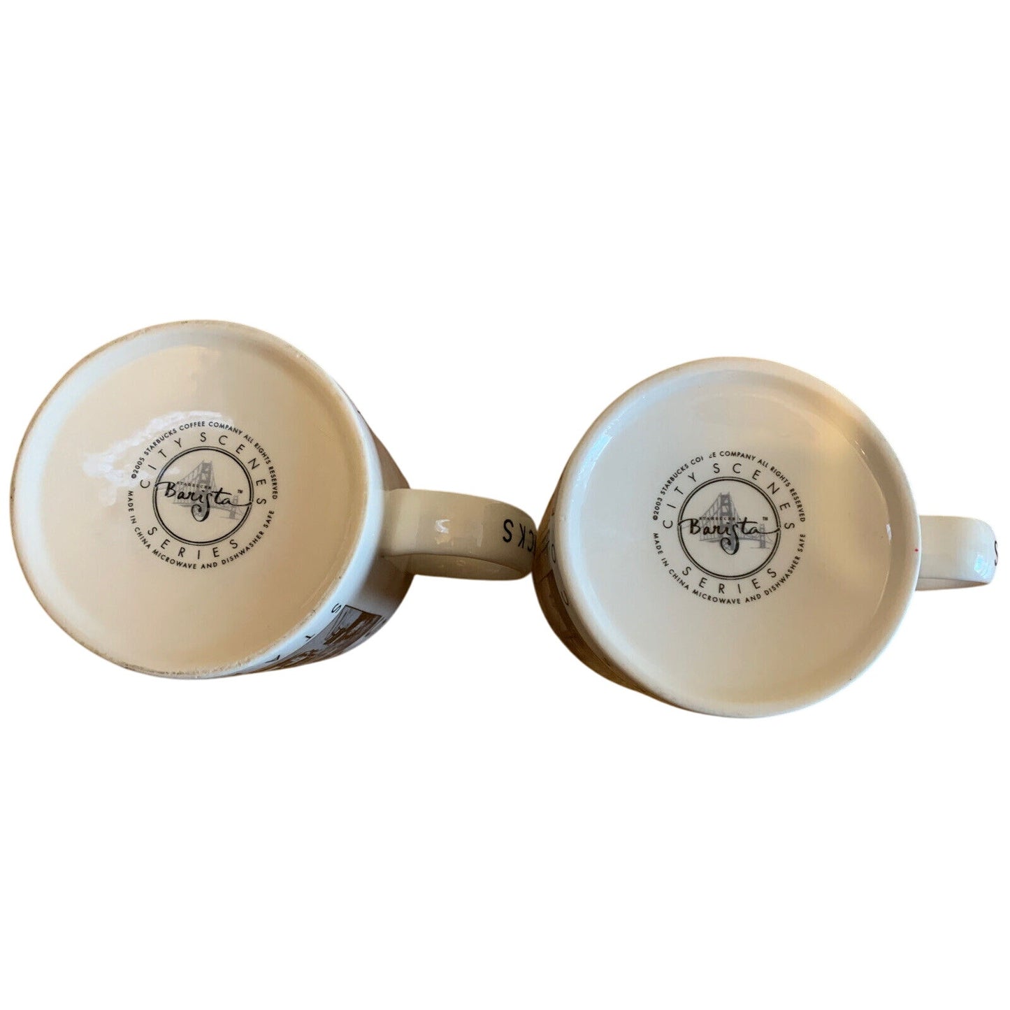 Starbucks 2005 SAN FRANCISCO City Scenes Barista 14oz coffee mug set - Qty 2