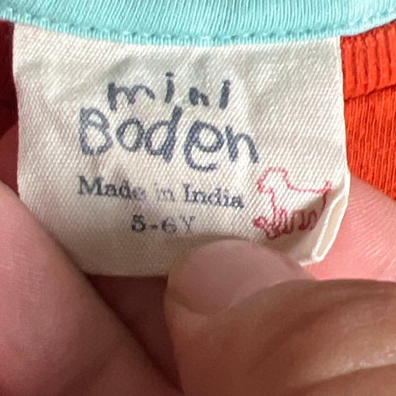 Mini Boden Orange T-shirt With Electric Eel Appliqué Design Youth 5-6