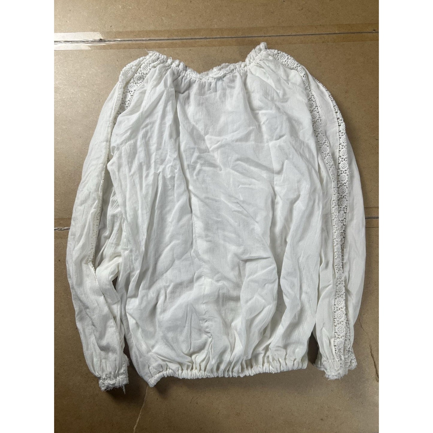 Sundance Tunic Womens M White Off The Shoulder Button Crochet Elastic Waist