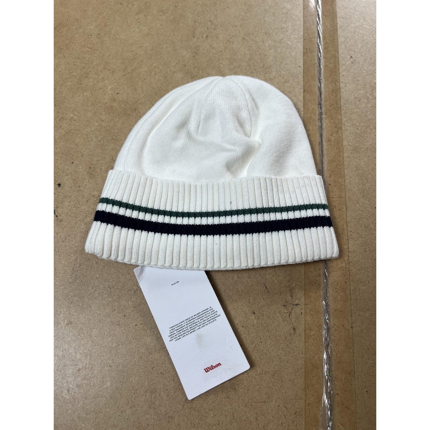 Wilson U Collegiate Beanie Womens XS White Striped Knit Lined Logo Winter