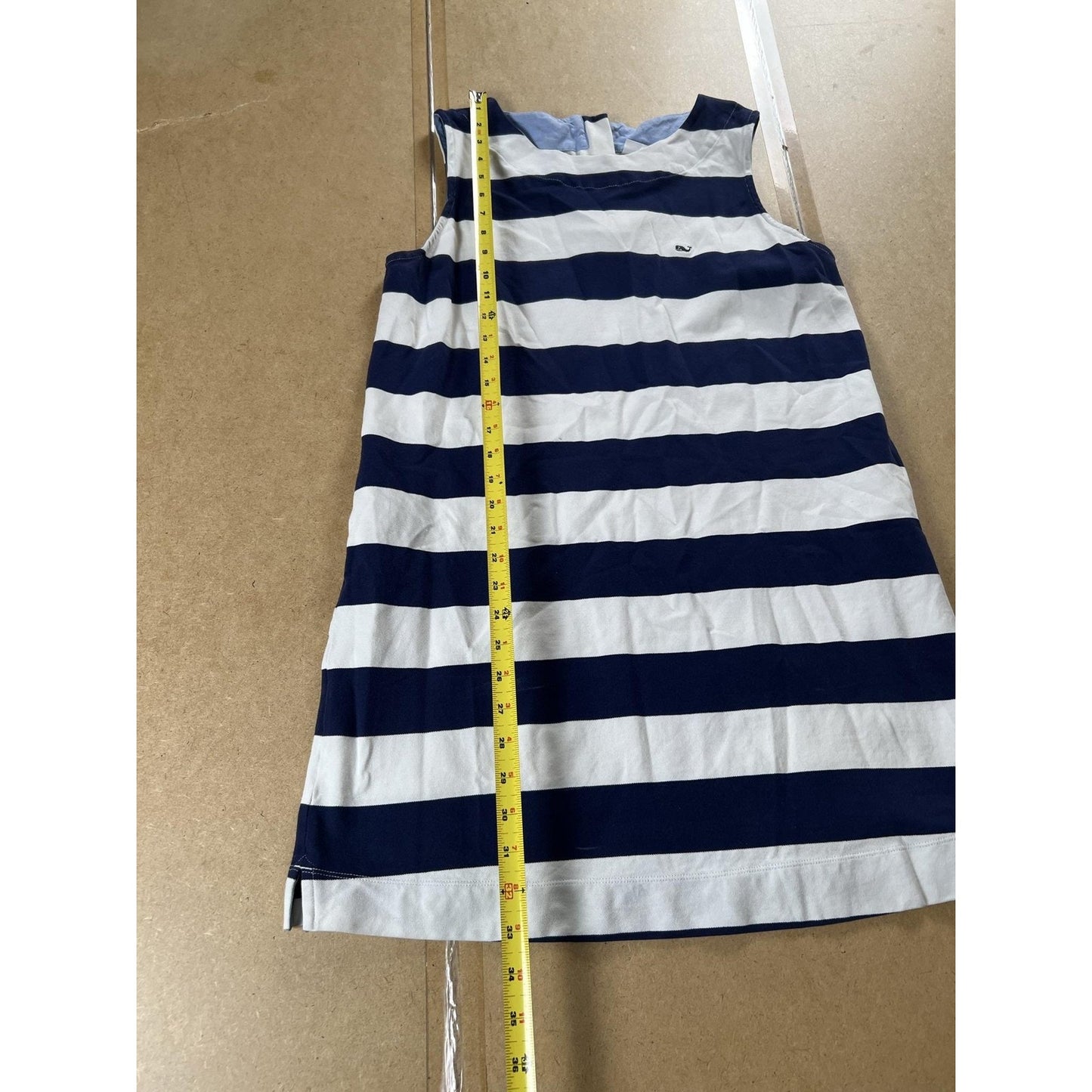 Vineyard Vines Dress Womens L Blue Striped Knee Length Shift Round Neck