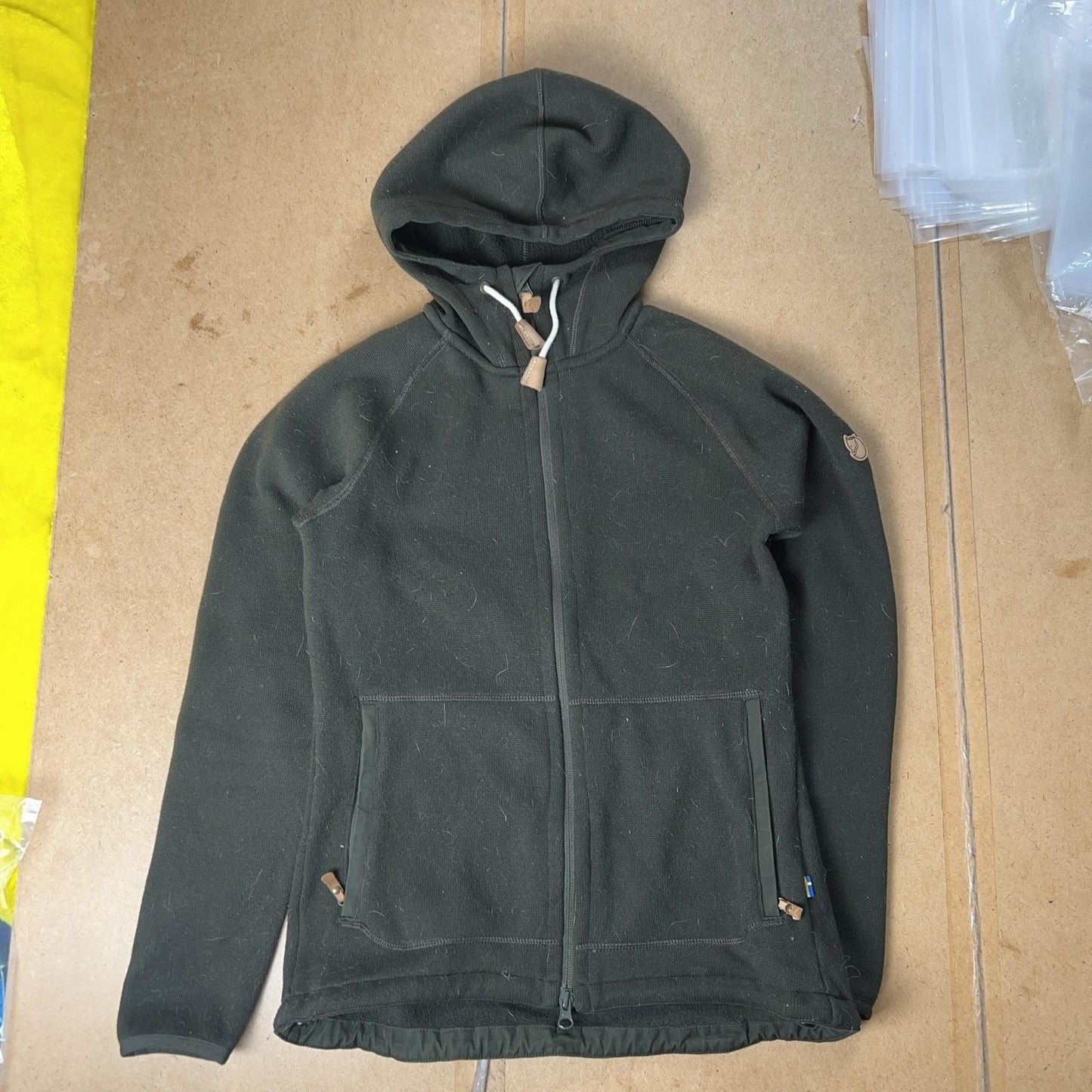 FJALLRAVEN Sweater Womens L Green Ovik Fleece Hoodie Full Zip Pockets Outdoor
