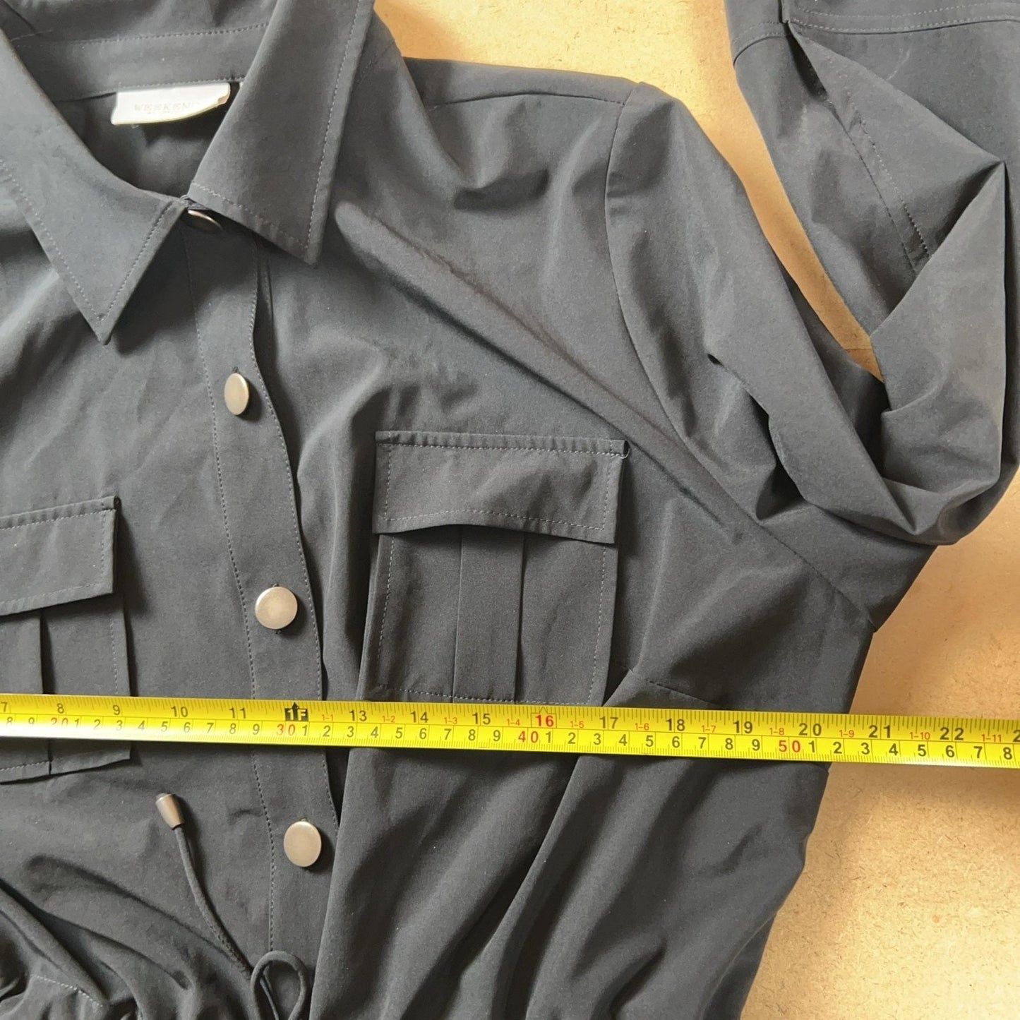 WEEKENDS By CHICO'S Tunic Womens 2 Black Button-Up Collared Long Sleeve