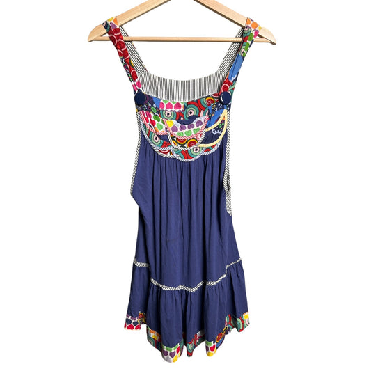 Farm Textured Embroidered Blue Dress *Dimensions In Pictures*