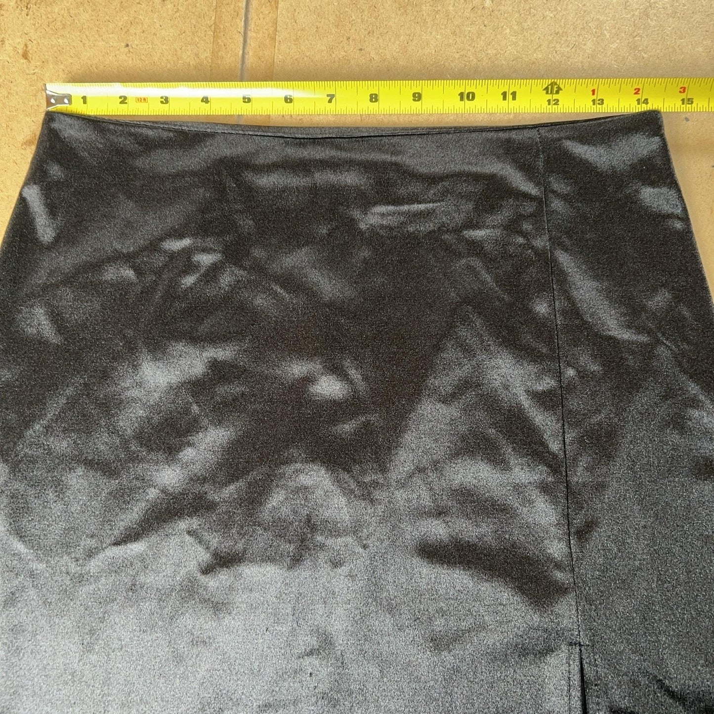 Originality Skirt Womens L Black Velvet Pencil Short Zip Slit Party Casual
