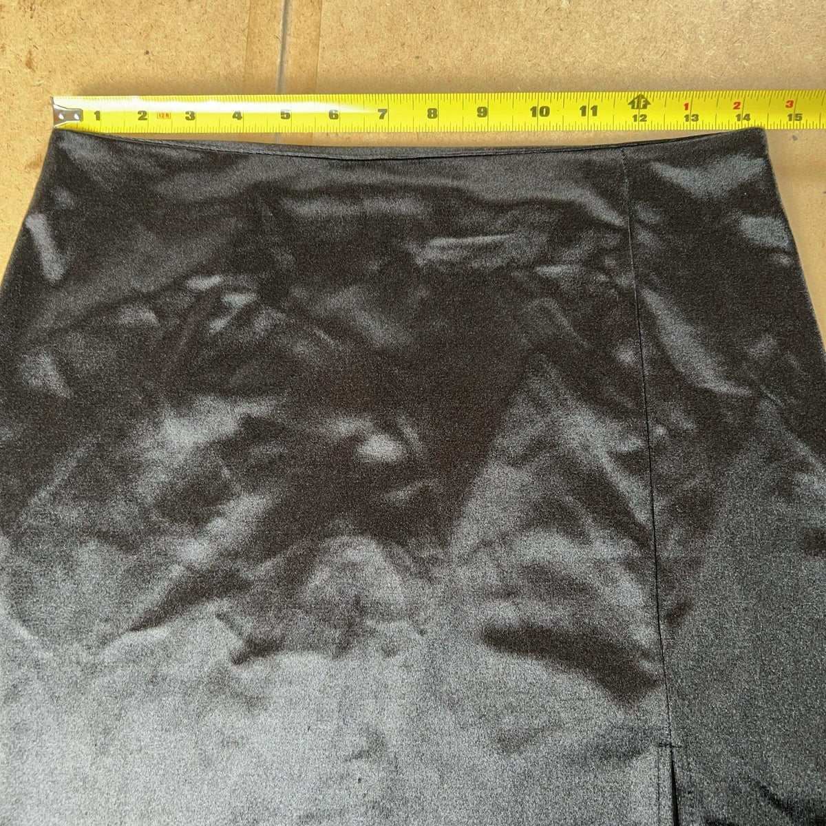 Originality Skirt Womens L Black Velvet Pencil Short Zip Slit Party Casual
