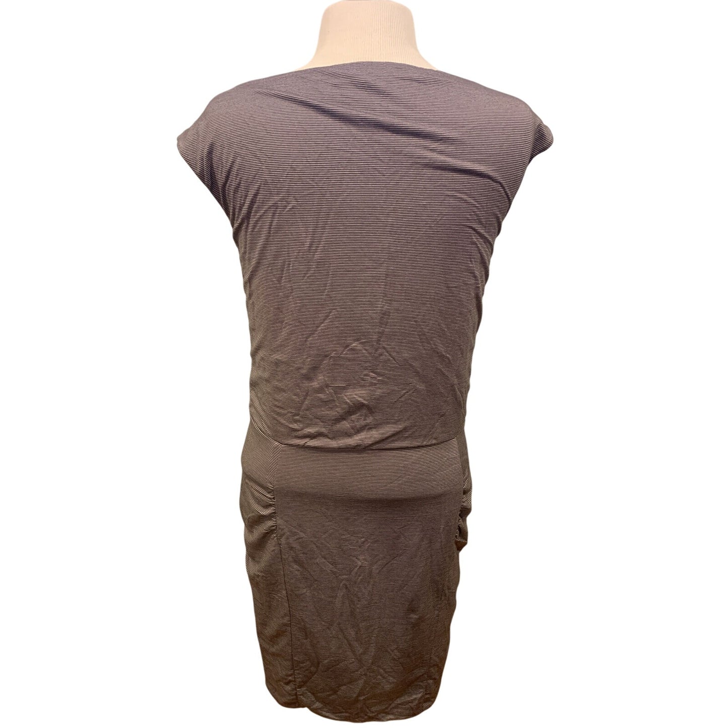 ATHLETA Westwood Micro Stripe Ruched Sleeveless Fitted Waist Dress Size S - EUC