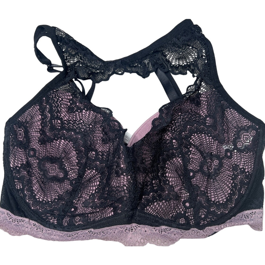 Adore Me Chelsey Lace Underwire Racerback Bra Black Pink 36DD