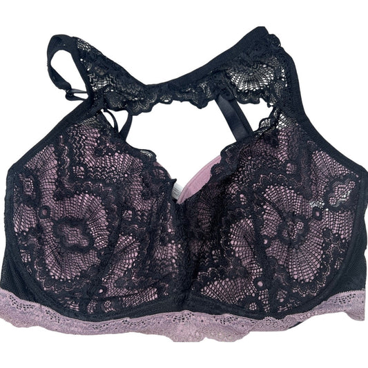 Adore Me Chelsey Lace Underwire Racerback Bra Black Pink 36DD