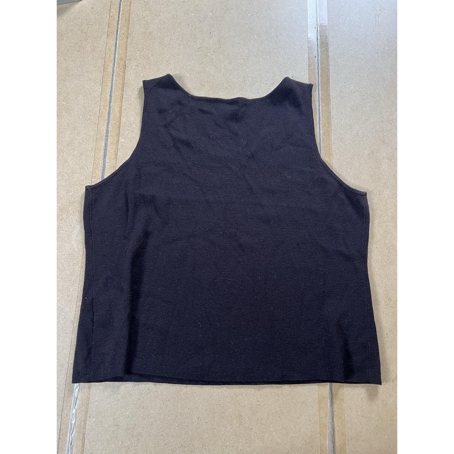 Eileen Fisher Vest Womens L Brown Sleeveless Scoop Neck Wool Knit Lightweight