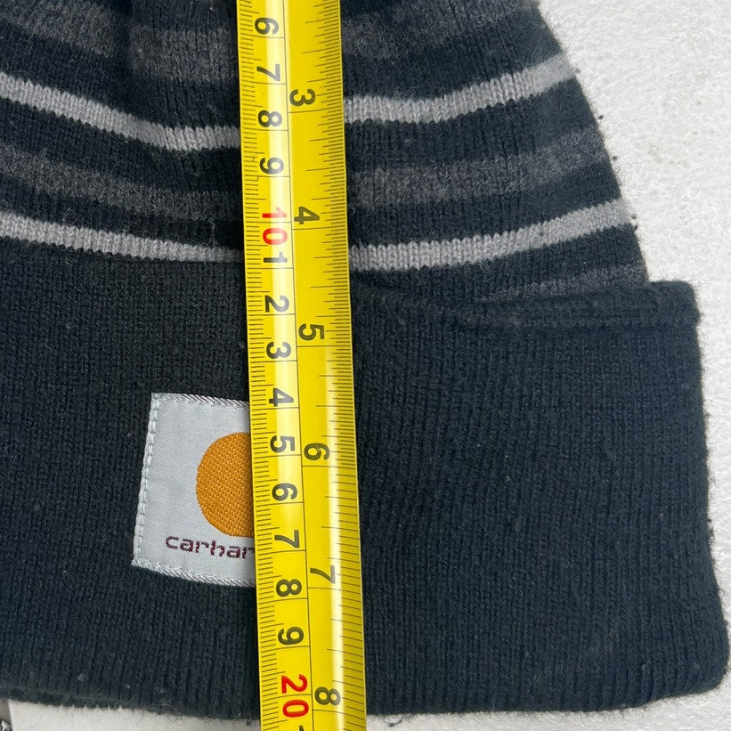 Carhartt Striped Gray Beanie One Size Fits Most Double Layer