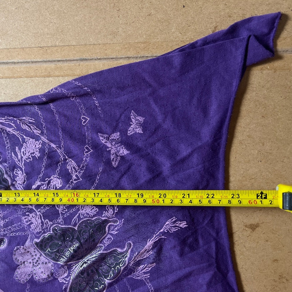 Y2K California Girlz Made In USA Purple Butterfly Top Size XS
