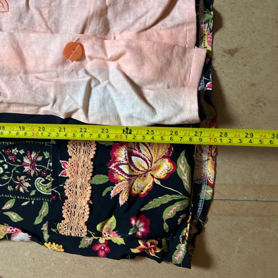 Handmade Floral Button-Up Long Sleeve Cardigan Size Large