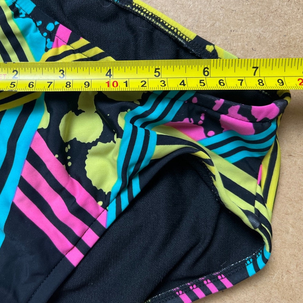 Surfside Black/Muticolor stripes and Splats Swimsuit Set Women Size Medium