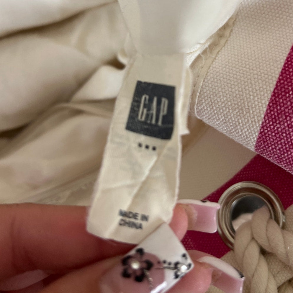 Y2K Gap Striped Pink & White Large Tote Bag