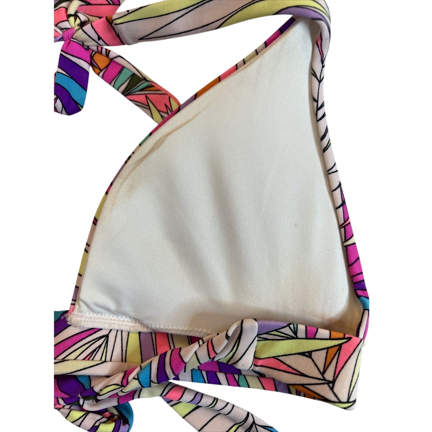 Victoria's Secret Halter Multi Color Palm Frond Medium Bikini Top - EUC