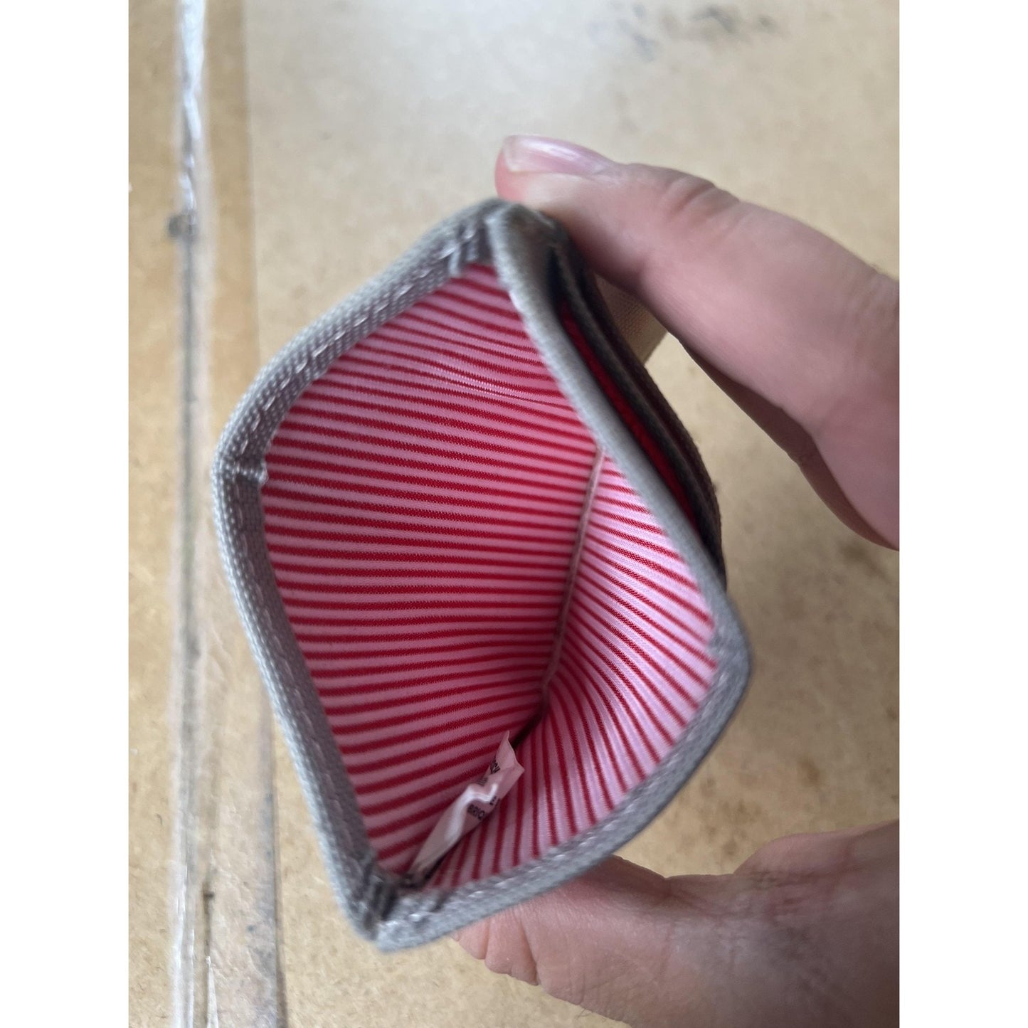 Herschel Wallet Mens One Size Pink Mini Canvas Credit Card Logo Striped Lining