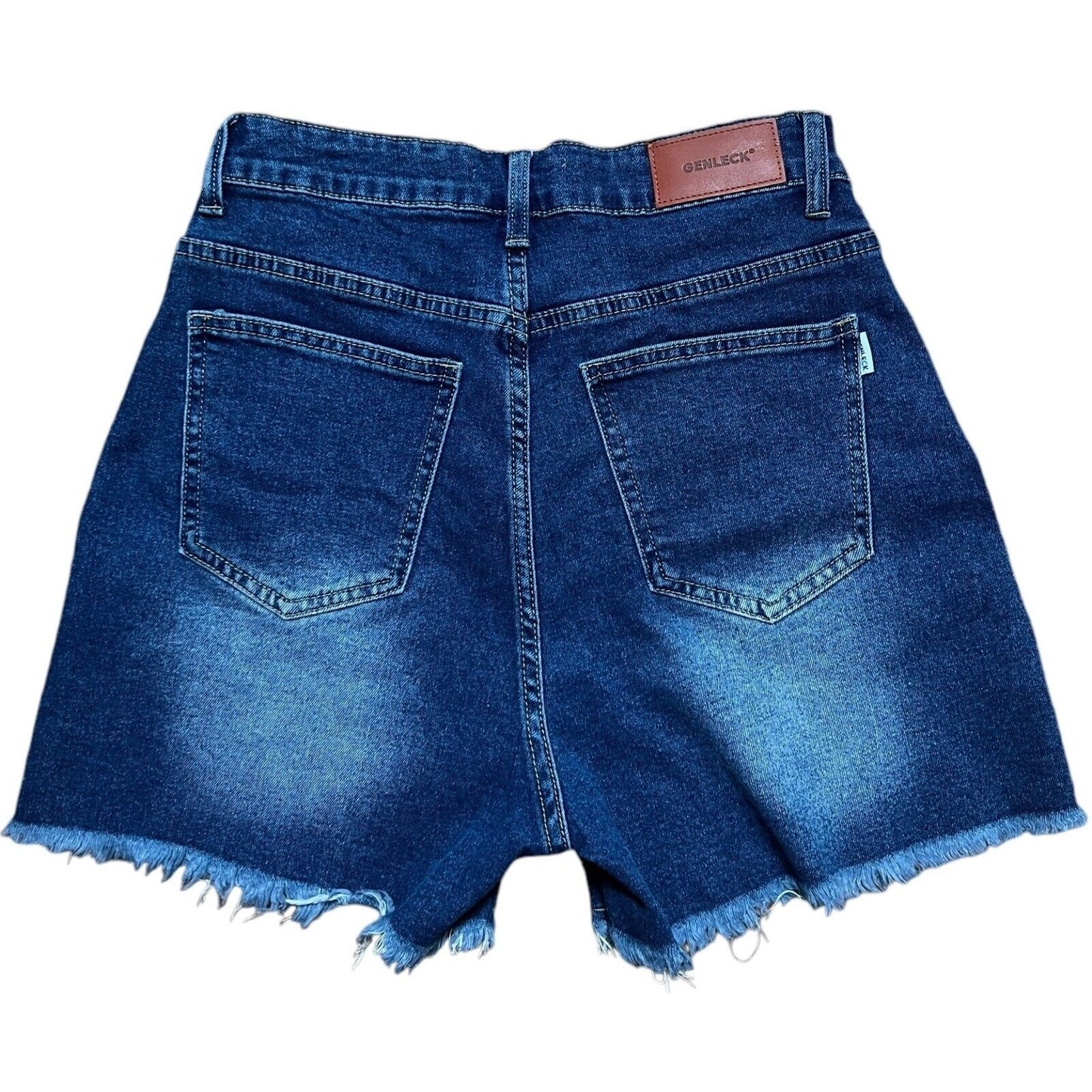 Genleck Shorts NWT Women Size 10 Light Blue Denim Zip Cut Off