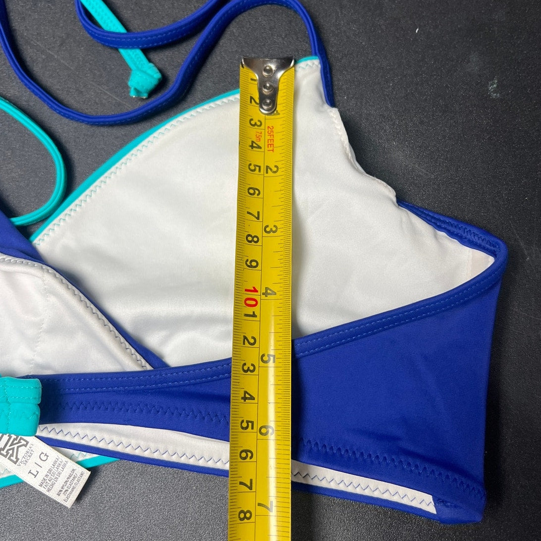 Pink Victoria Secret Block Wrap Size Large Women Top Bikini Tie Blue