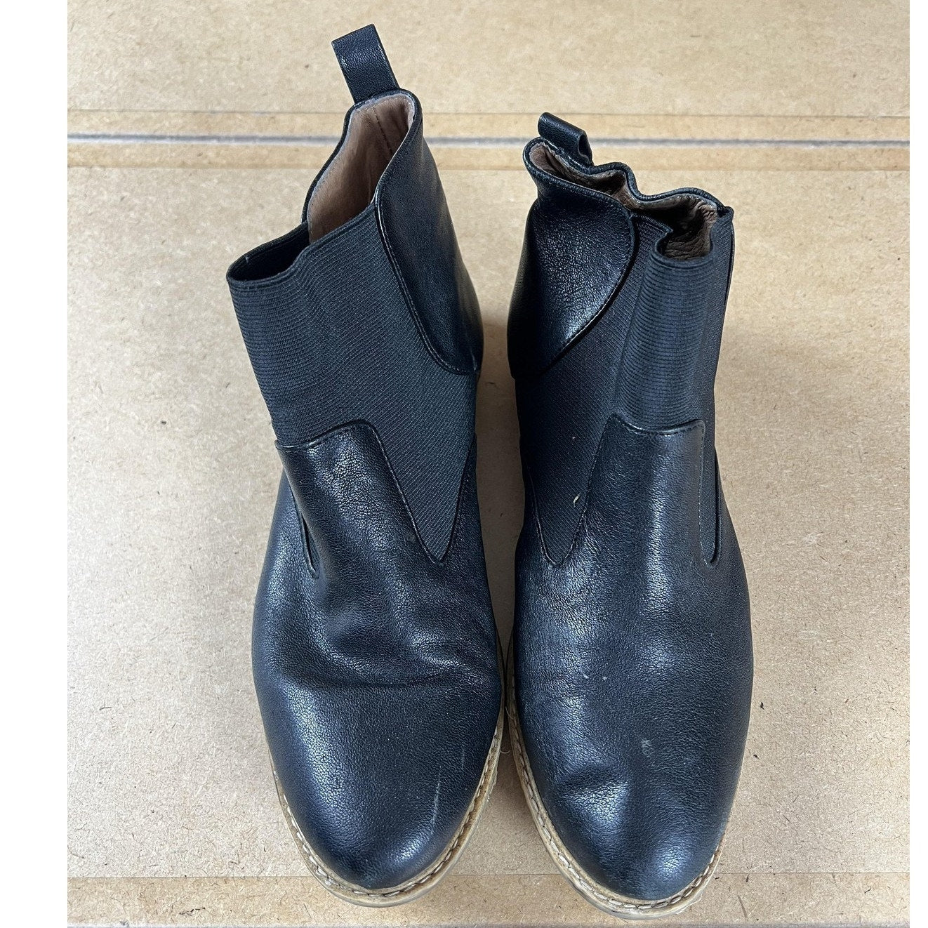 Adam Tucker Boots Mens Size 8.5 Black Leather Chelsea APOLLO Lined Slip On Ankle