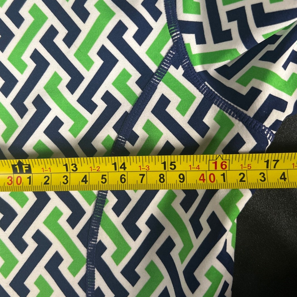 J. McLaughlin Size Small Full Zip Green Chevron Activewear Jacket