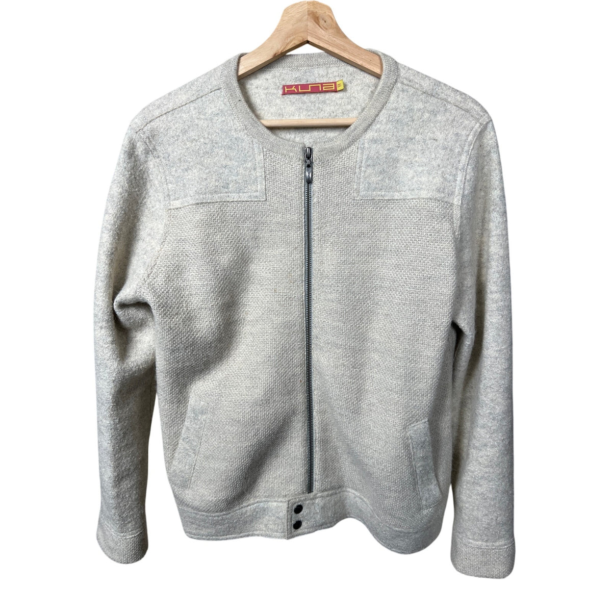 Kuna Medium Zip Up Jacket Gray Alpaca Wool Cardigan Sweater Women's