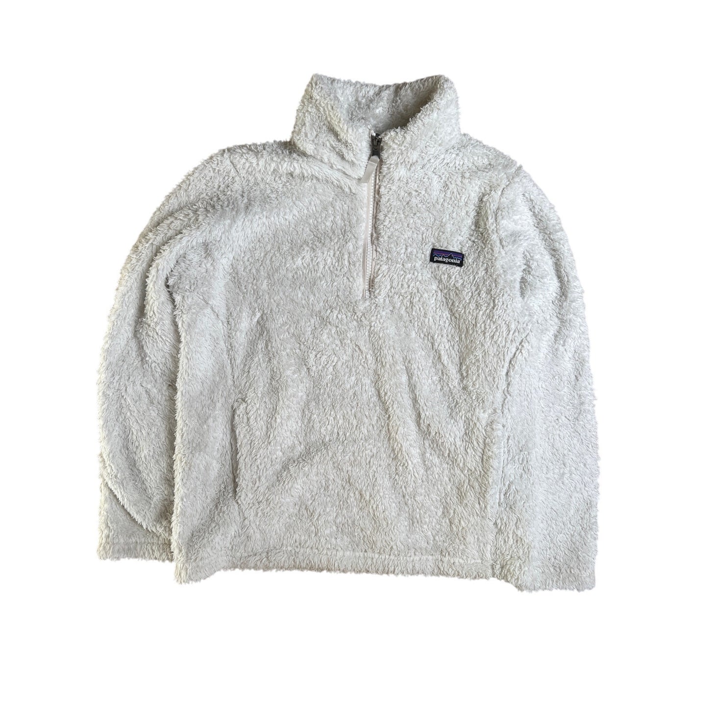 Patagonia Girls Large White Quarter Zip Pullover Fleece Jacket