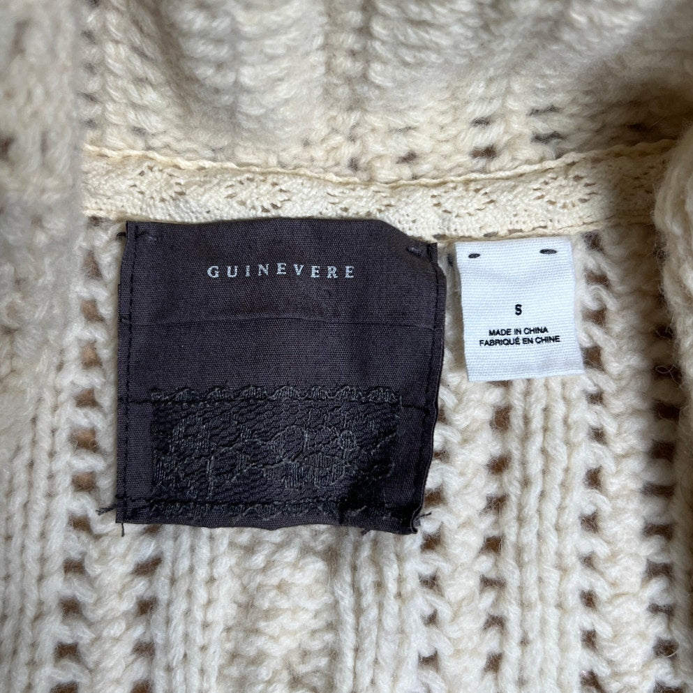 Guinevere by Anthropologie Knitted and Lace Cream Vintage Inspired Sweater Size S