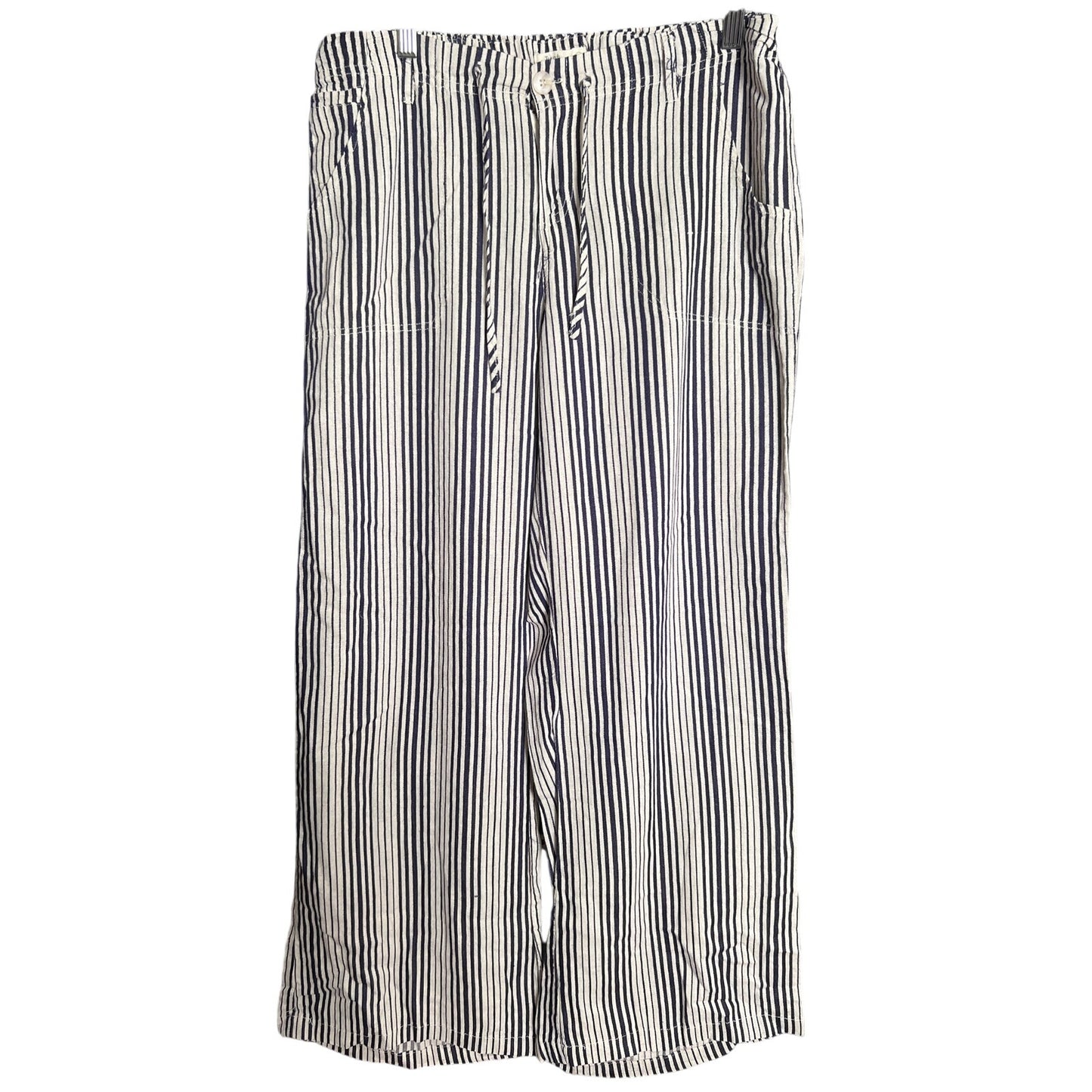 Just Living Casual Wide Striped Pants Large Cotton/Rayon Navy Blue