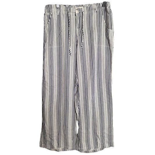 Just Living Casual Wide Striped Pants Large Cotton/Rayon Navy Blue