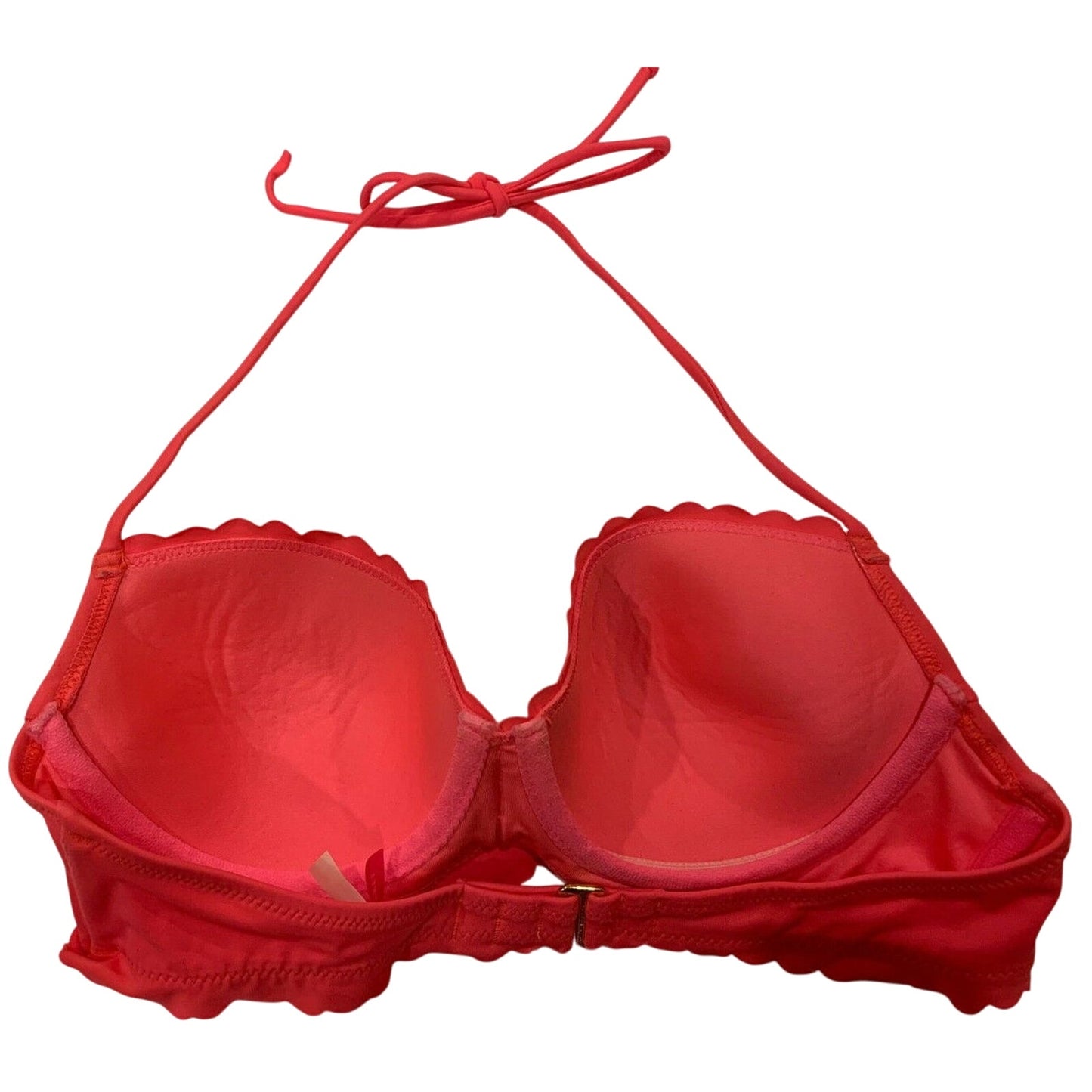 Victoria's Victoria Secret Bikini Top Pink Padded Halter Fringe Size 34B - EUC