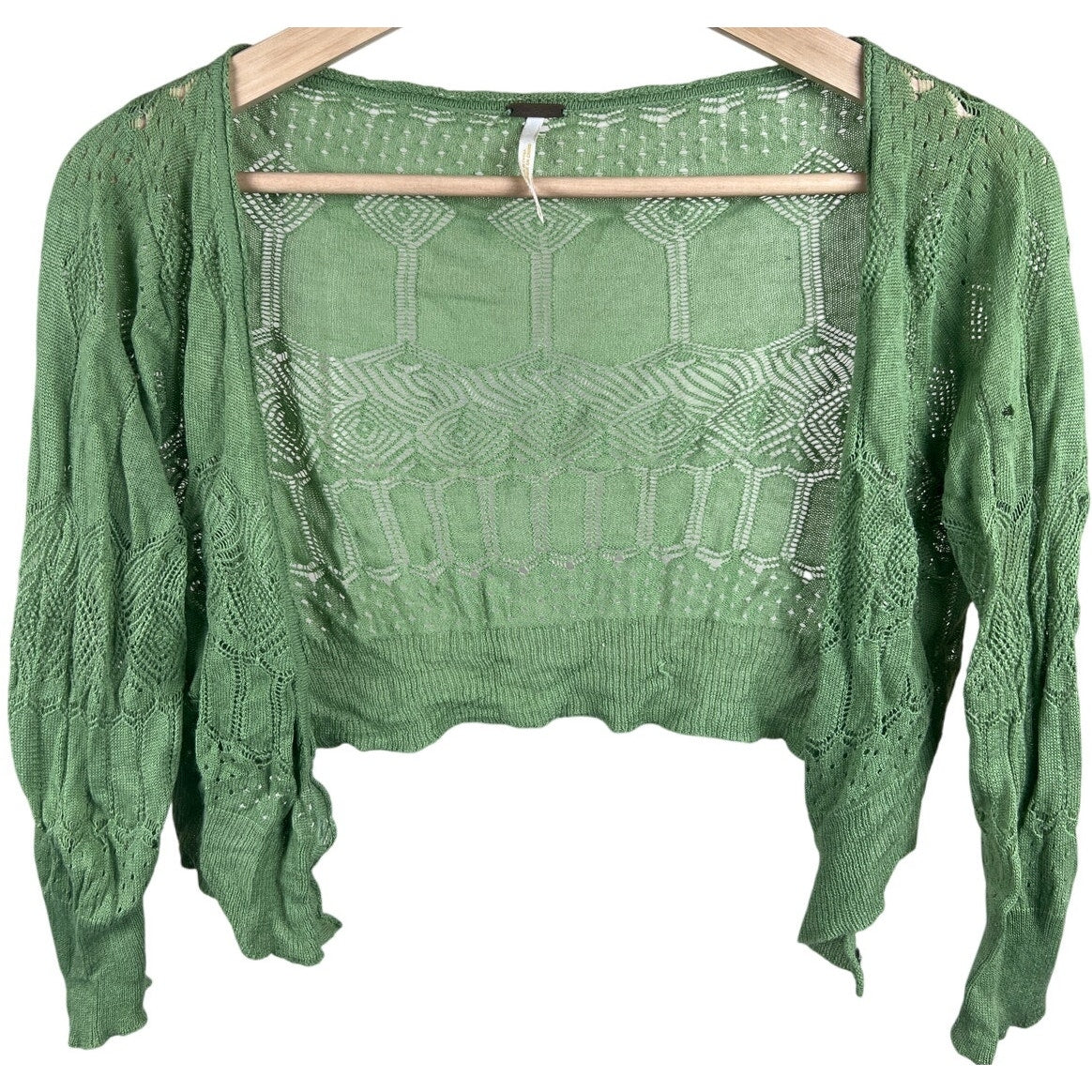 Free People Thin Green Cardigan Pullover Size medium *Minor hole*