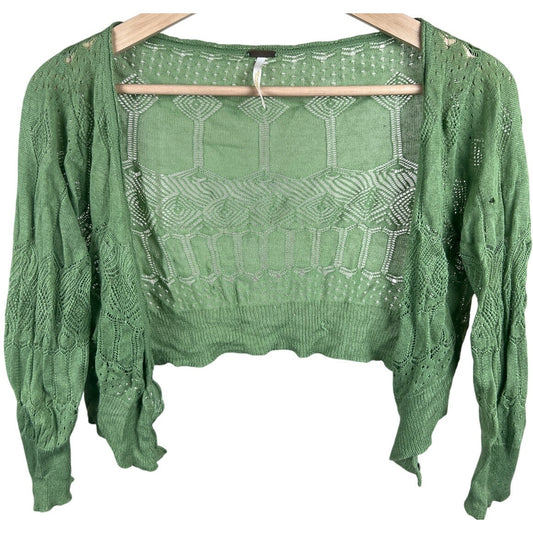 Free People Thin Green Cardigan Pullover Size medium *Minor hole*