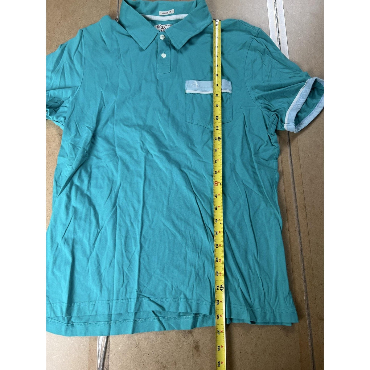 Original Penguin Polo Mens L Green Classic Fit 100% Cotton Pocket Collared