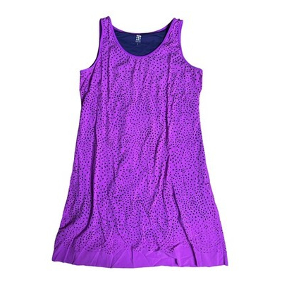 Title Nine Tank Womens L Purple Polka Dot Scoop Neck Lined Stretch Casual