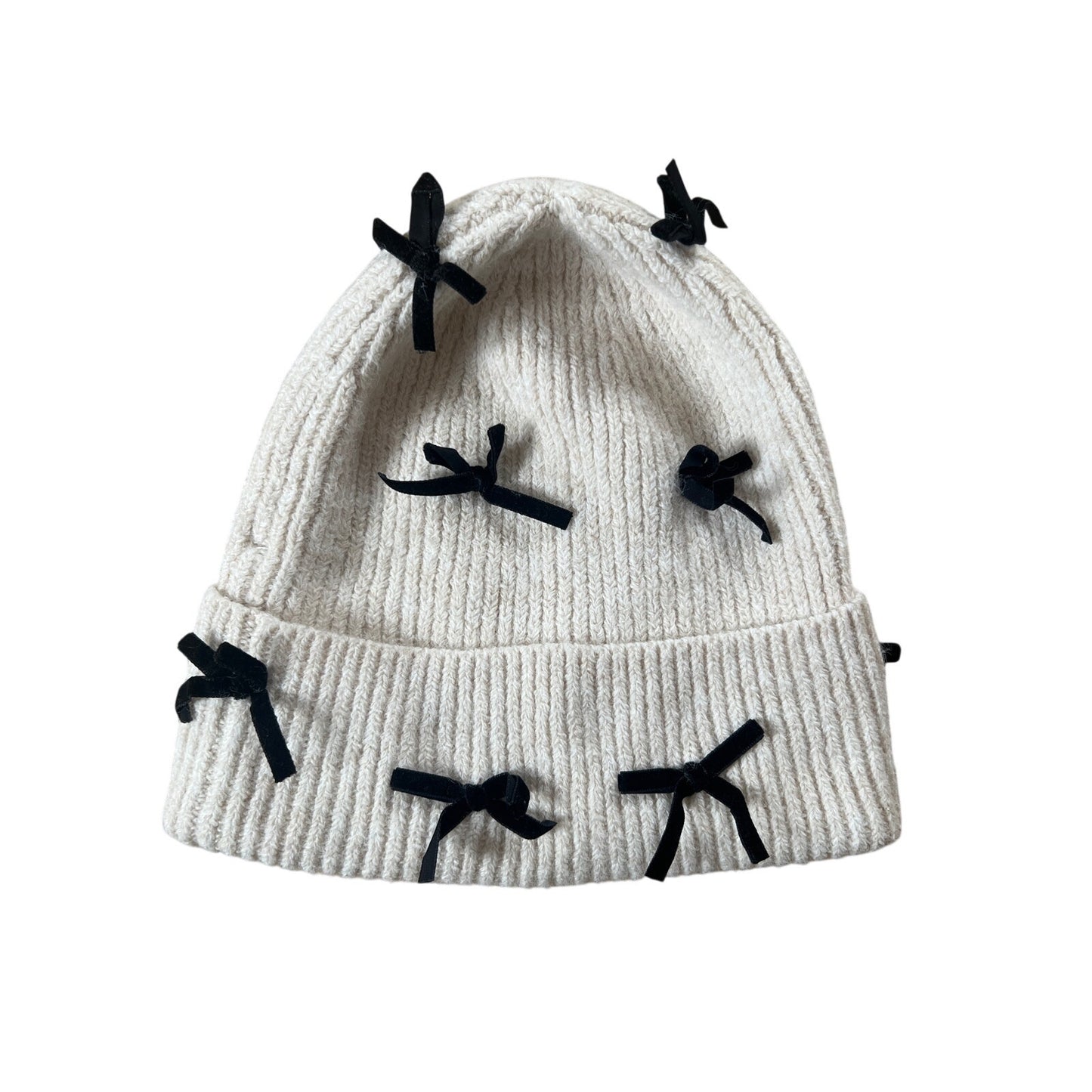 Anthropologie White With Black Bows One Size