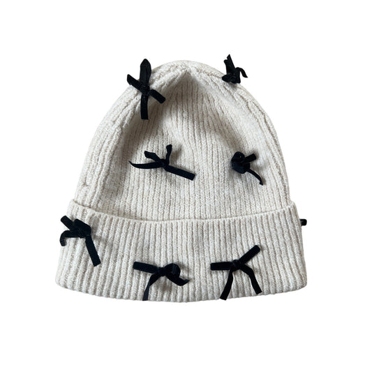 Anthropologie White With Black Bows One Size