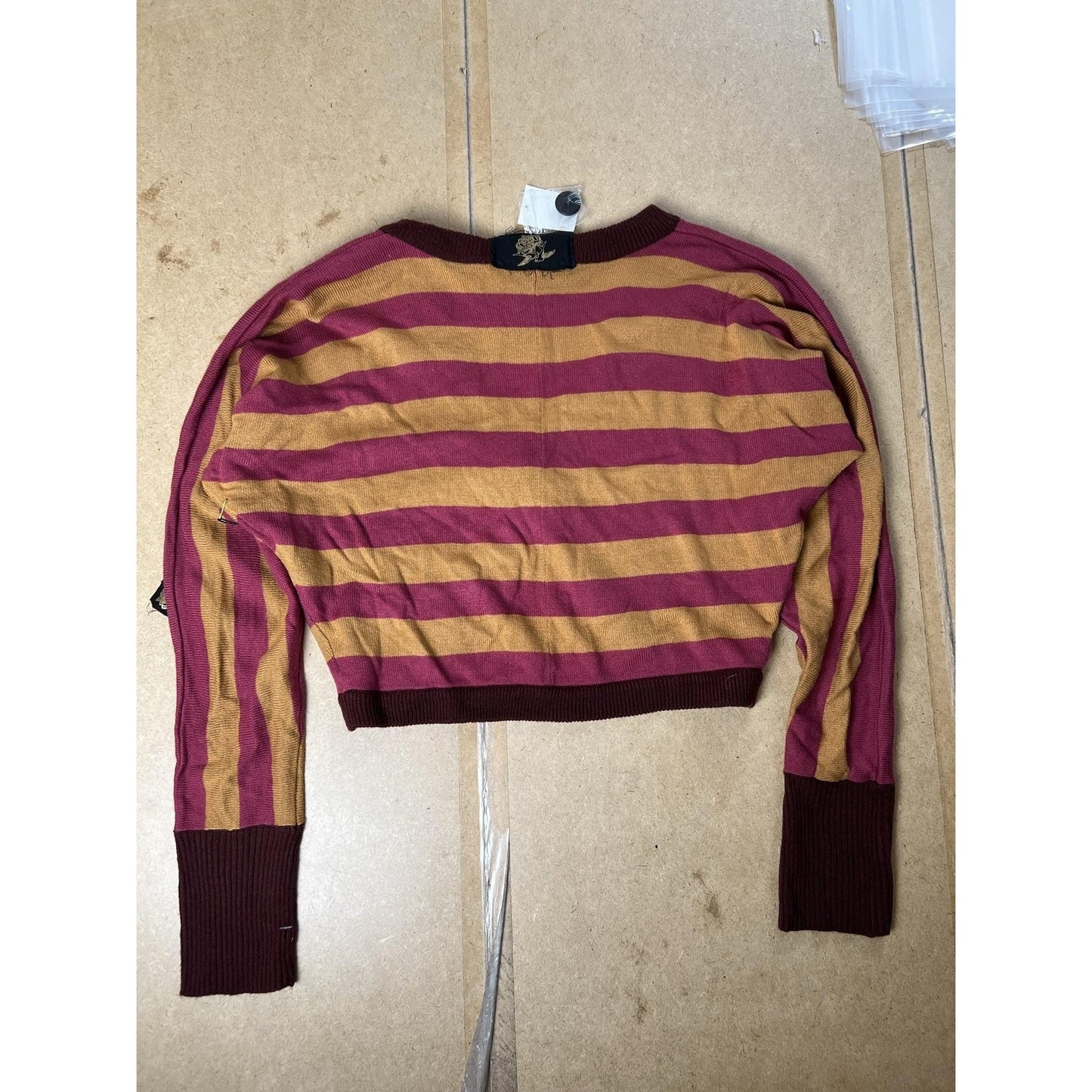 Nick & Mo Cardigan Womens M Multicolor Striped V-Neck Button Embroidered