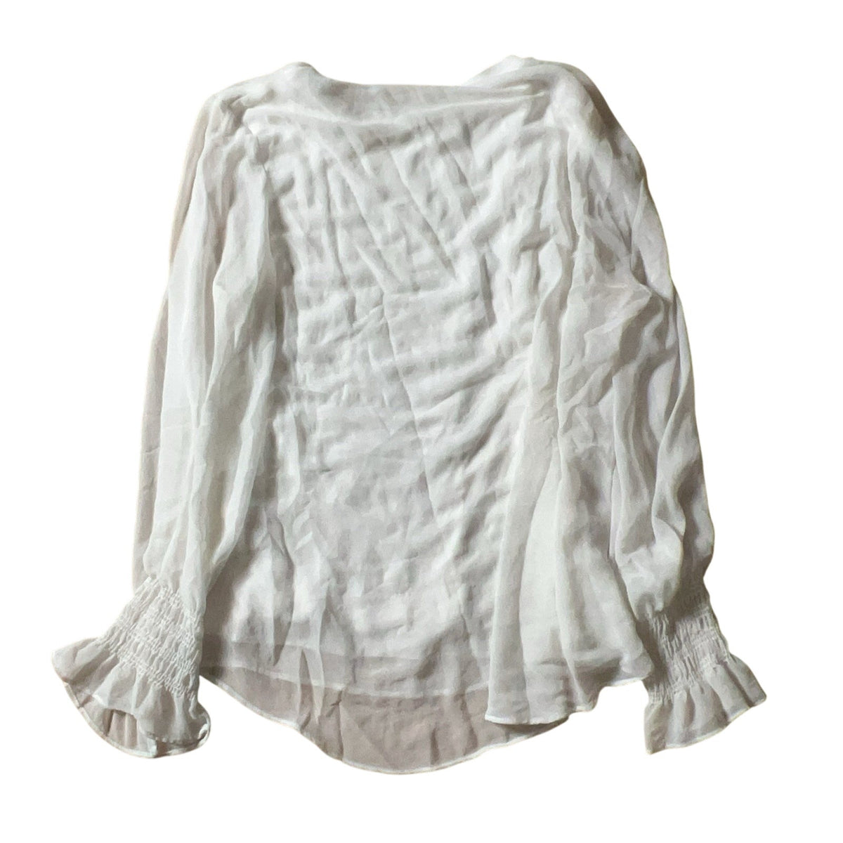 ZARA WOMAN Blouse Womens XL White Bohemian Balloon Sleeve Chiffon Lined