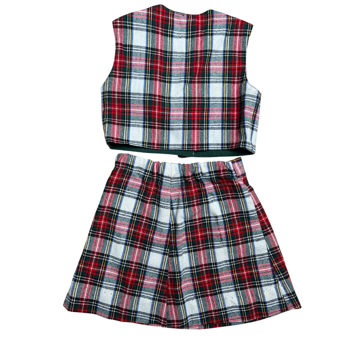 Made With Love By Mommy Handmade Two Piece Plaid Small Girl Vest/Skirt