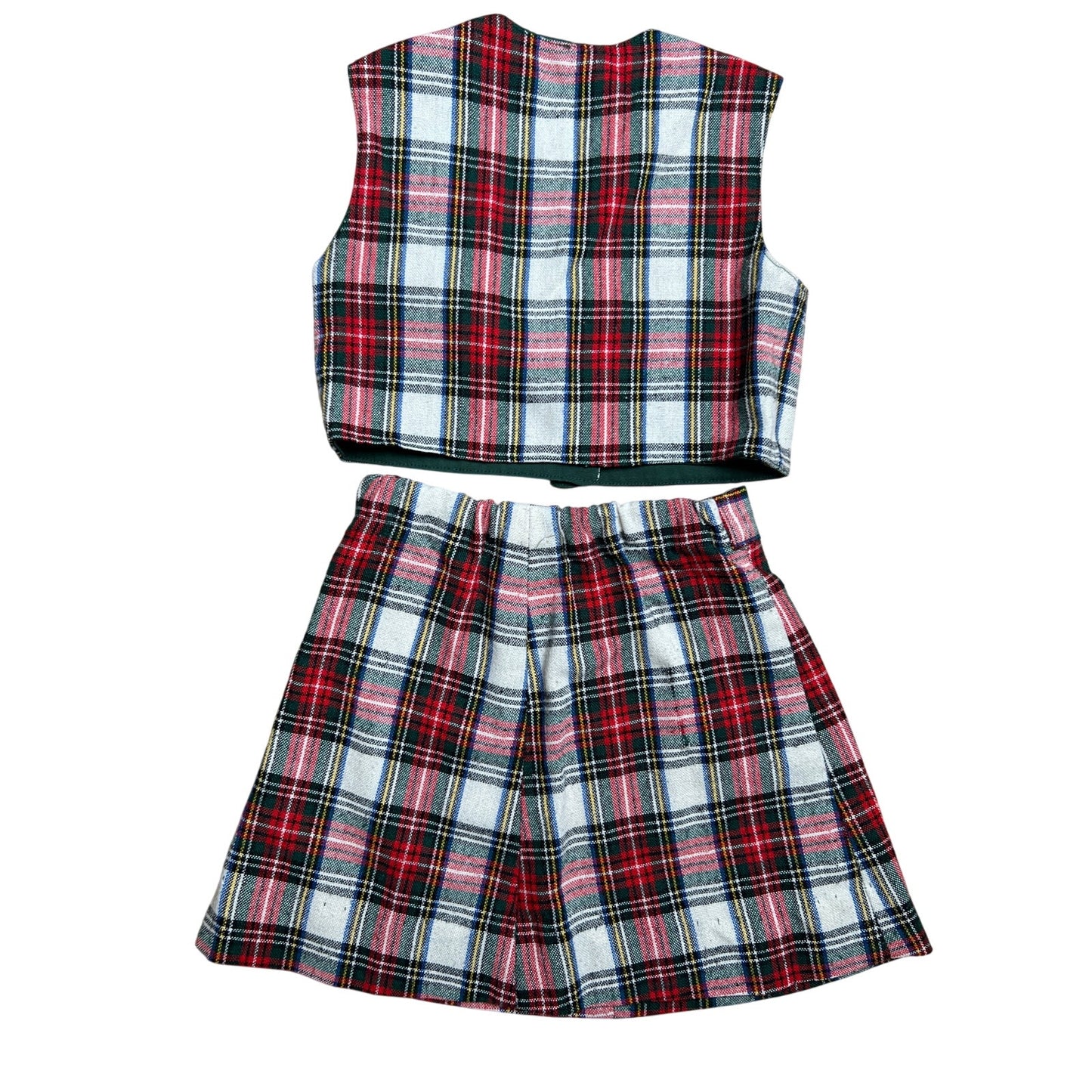 Made With Love By Mommy Handmade Two Piece Plaid Small Girl Vest/Skirt