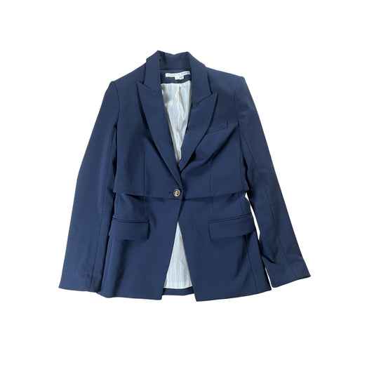 Veronica Beard Blazer Womens 4 Blue Slim Collared Lined Pockets Button