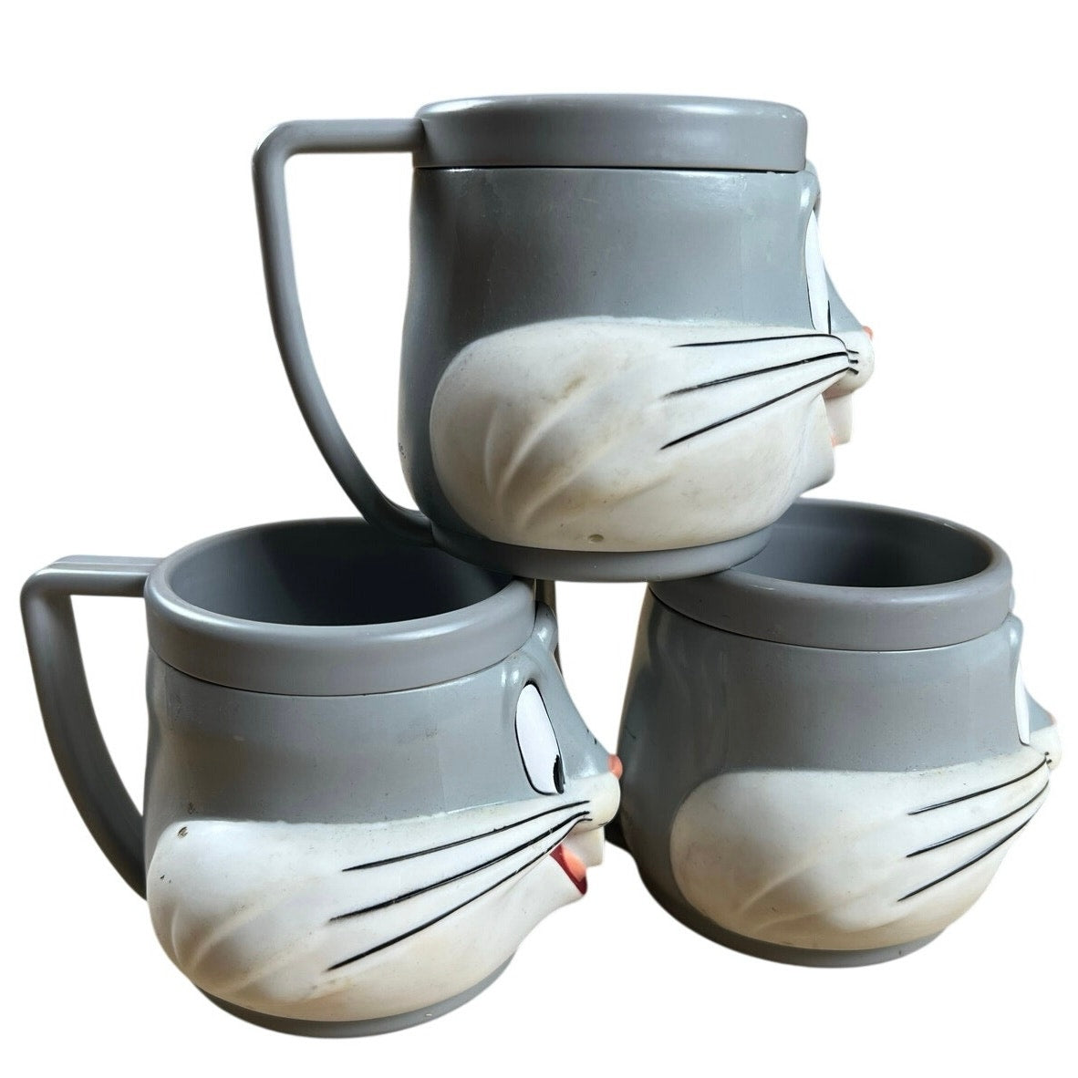 Vintage McDonalds Gray Bugs Bunny Mug Lot Of 3 Warner Bros 1992 Made In China