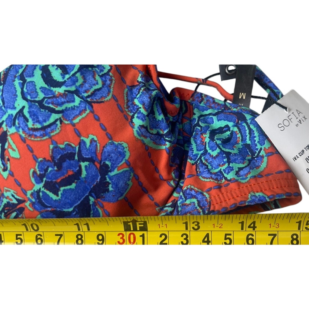 NWT $73 Sofia by Vix Iva Bia Triangle Bikini Top Floral Blue Red Medium M