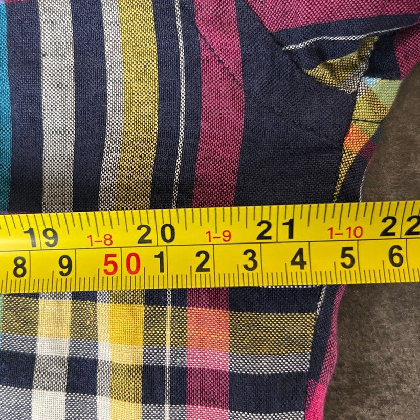 St. Croix Plaid Button Down Large Made In Italy Cotton Multicolored