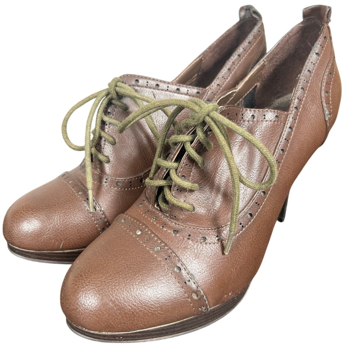 Fergalicious By Fergie Brown Lace-Up Heels Women's Size 10