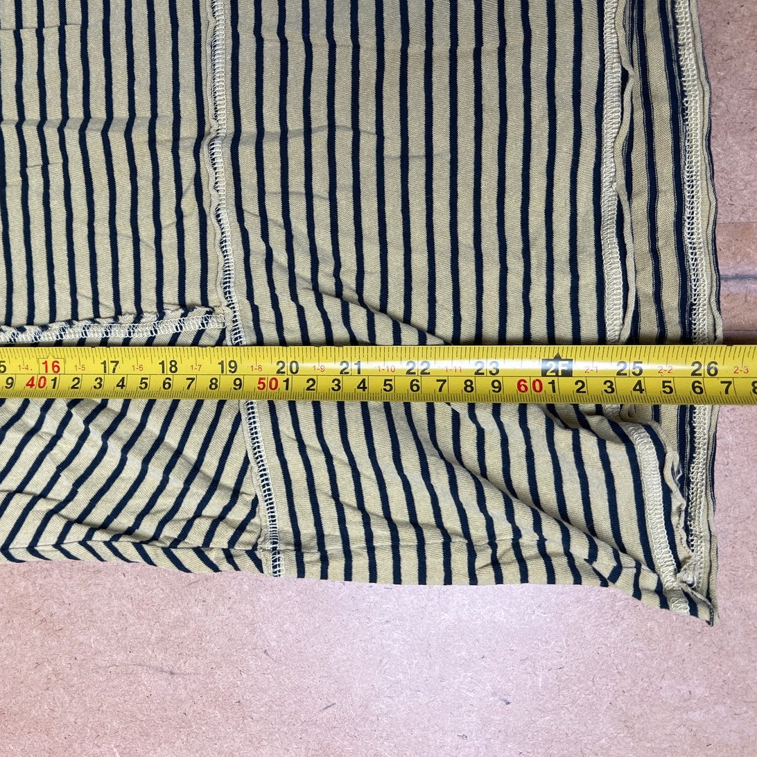 Sundance Striped Raw Edged Exposed Seam Henley Shirt Yellow and Black Size M
