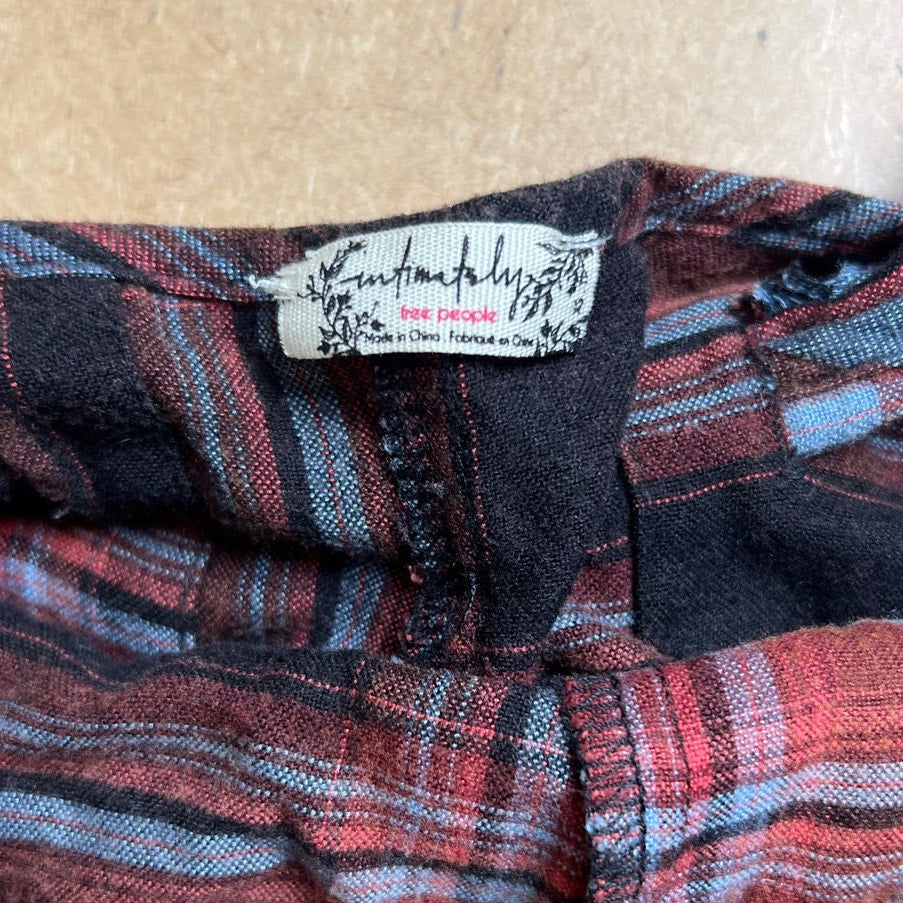 Free People Plaid Red/Black Jumpsuit Size S