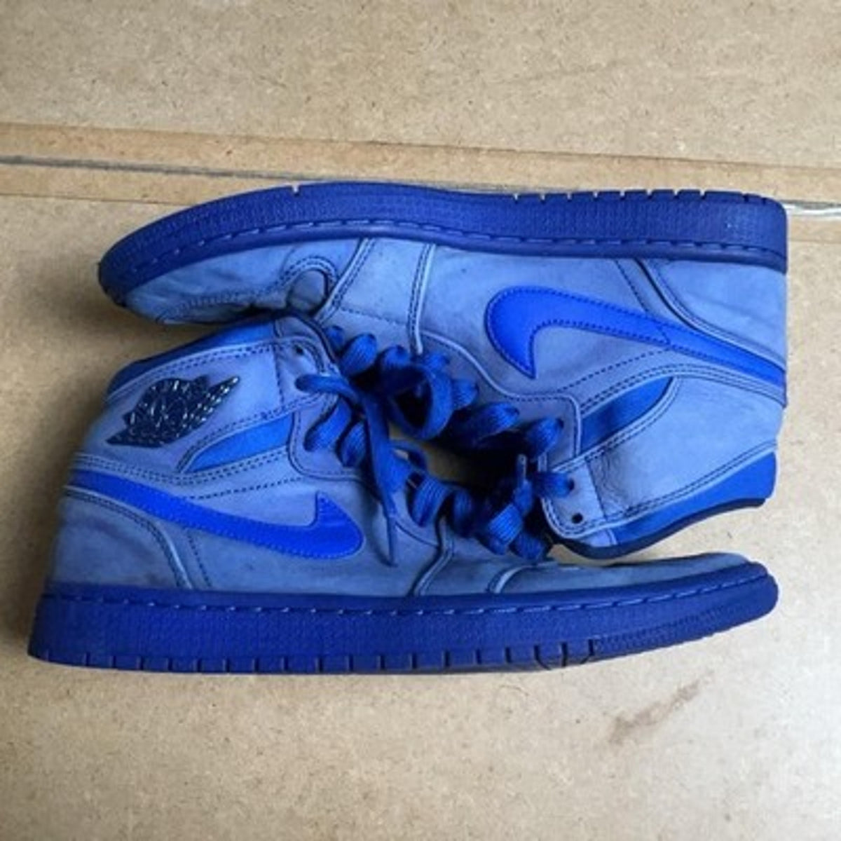 Nike Air Jordan 1 Shoes Mens Size 11 Blue Nubuck Leather High Top Basketball