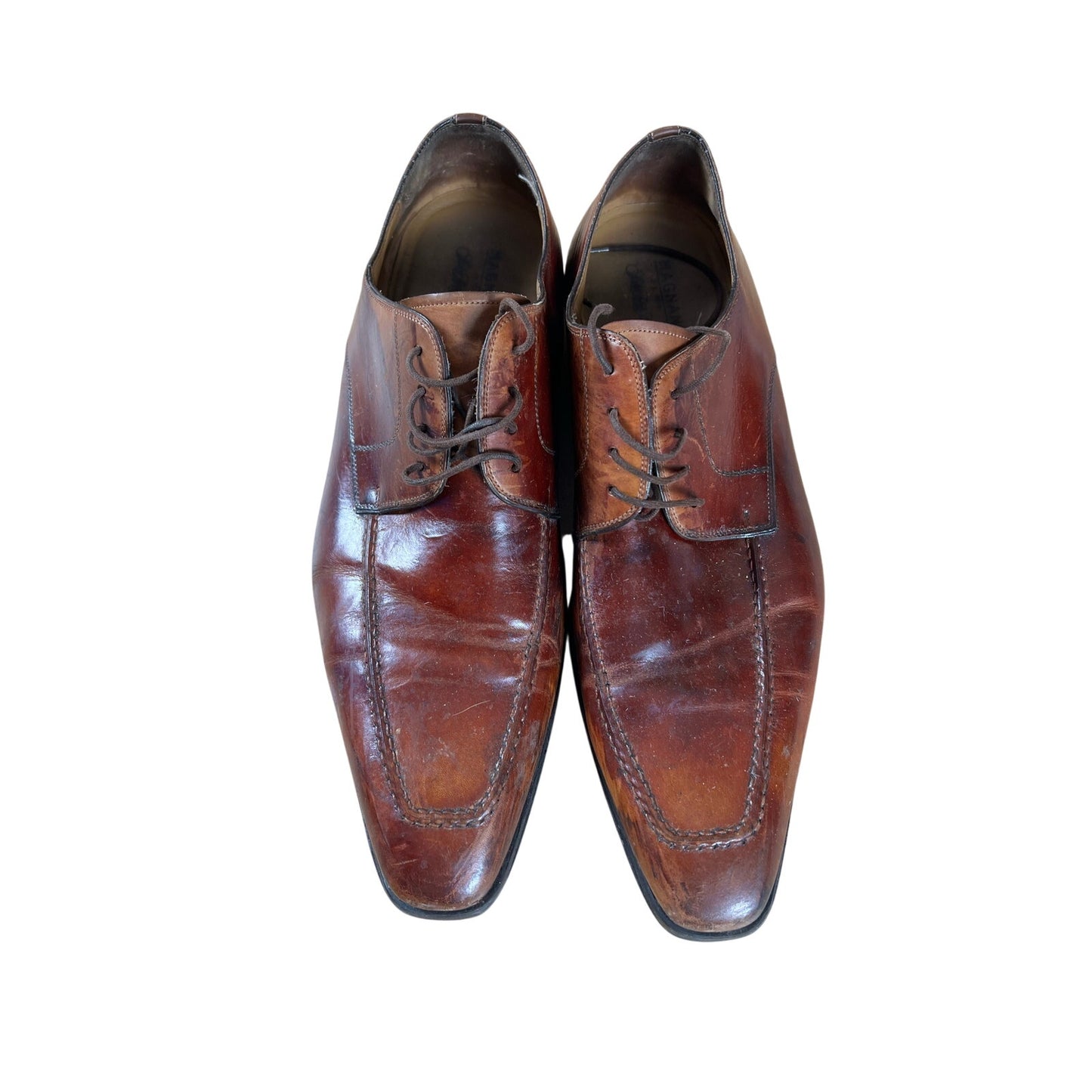Magnanni Shoes Mens Size 11.5 Brown Derby Leather Lined Dress Square Toe